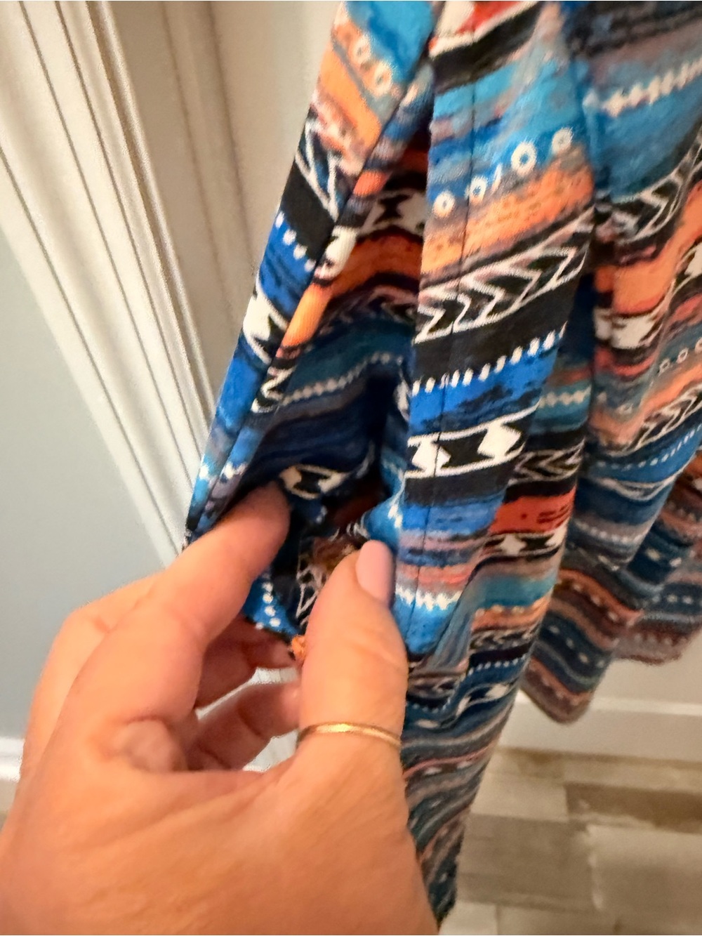 LuLaRoe Striped Knit dress in Blue, Coral, Black and Cream - Picture 3 of 5